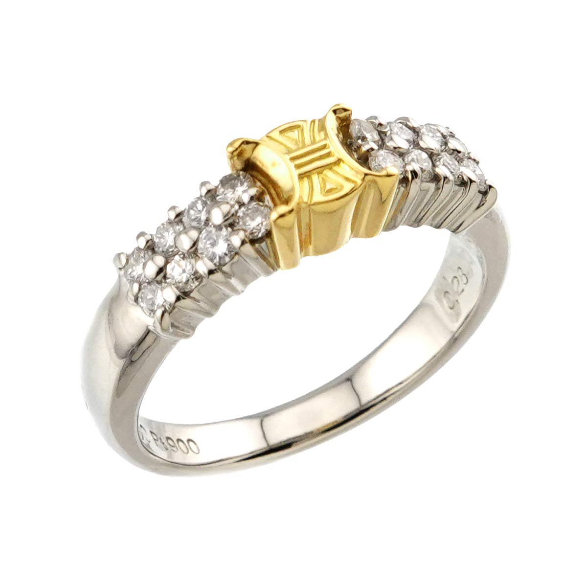 Triomphe Diamond 0.28ct Ring Pt 18K YG 750 size6-6.25(US)