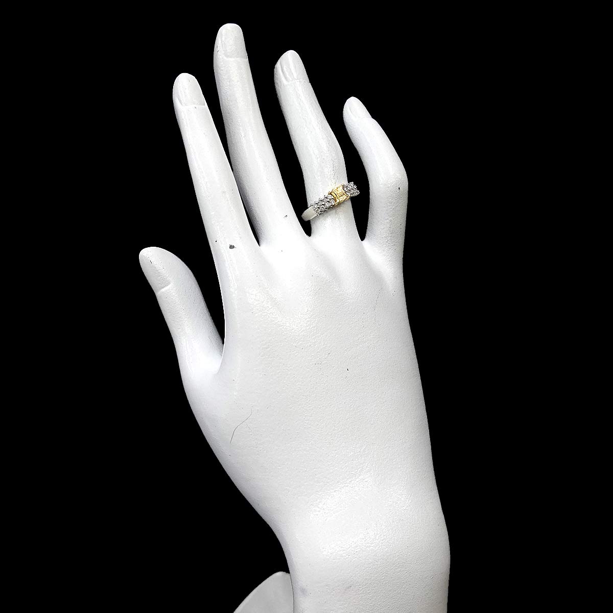 Triomphe Diamond 0.28ct Ring Pt 18K YG 750 size6-6.25(US)