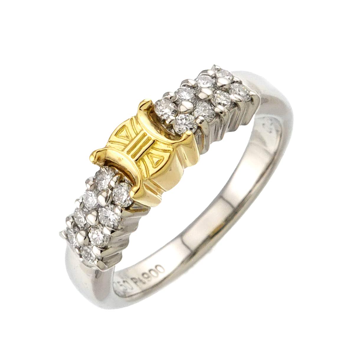 Triomphe Diamond 0.28ct Ring Pt 18K YG 750 size6-6.25(US)
