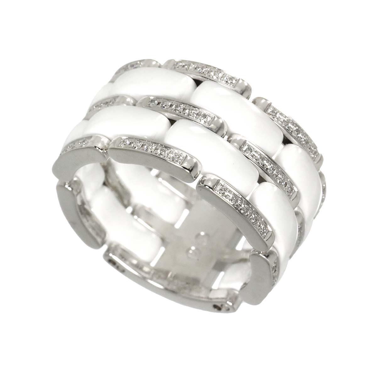 ULTRA LM Diamond Ring Ceramic 18K WG 750 Size60 8.75(US)