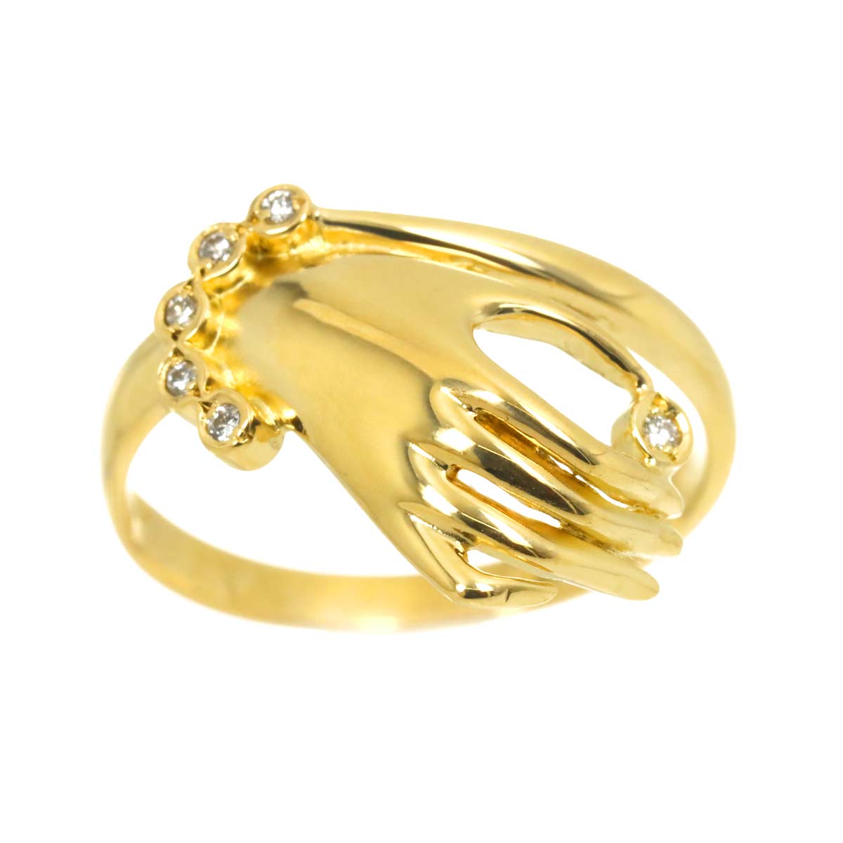 Diamond 0.04ct Ring 18K YG Yellow Gold 750 size6(US)