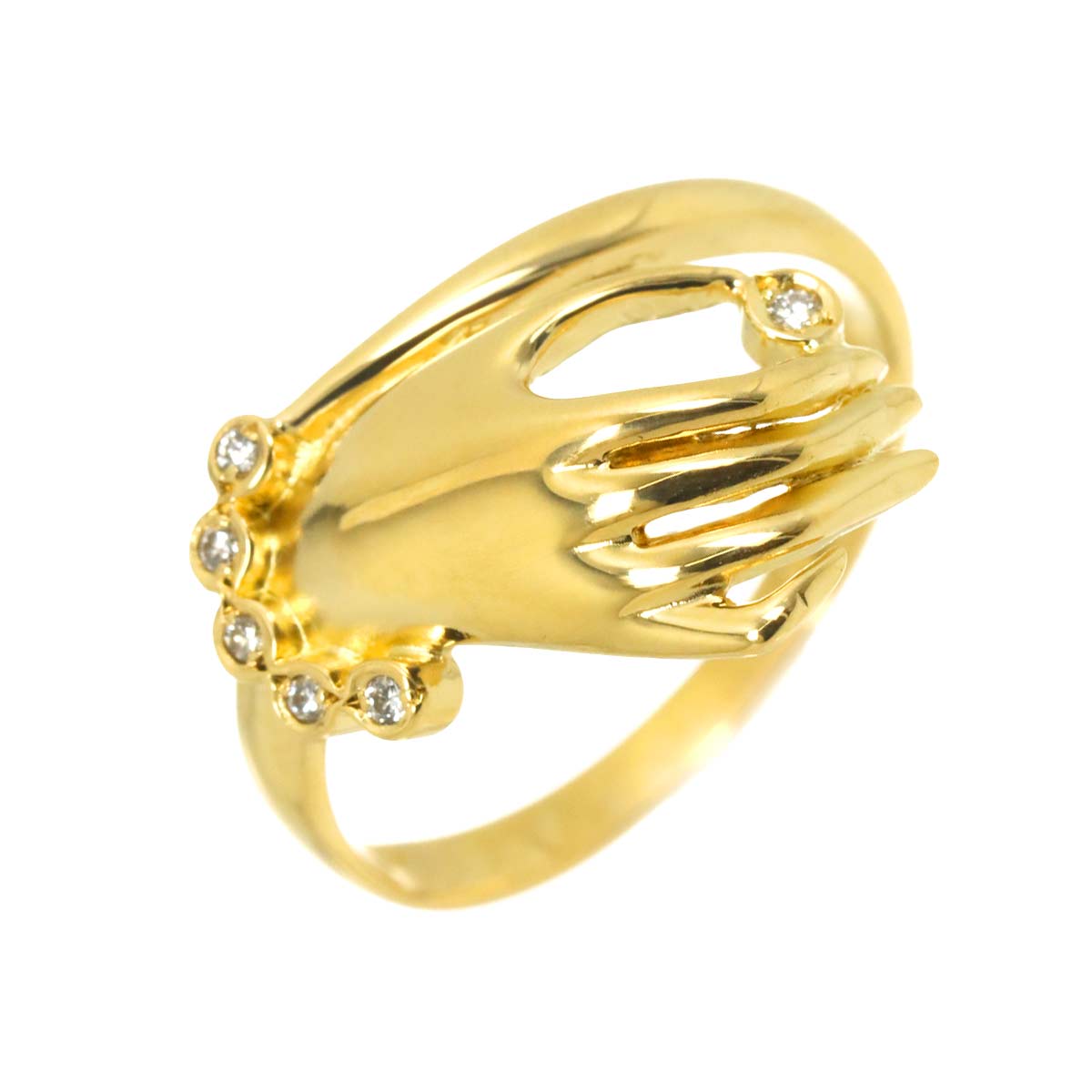 Diamond 0.04ct Ring 18K YG Yellow Gold 750 size6(US)