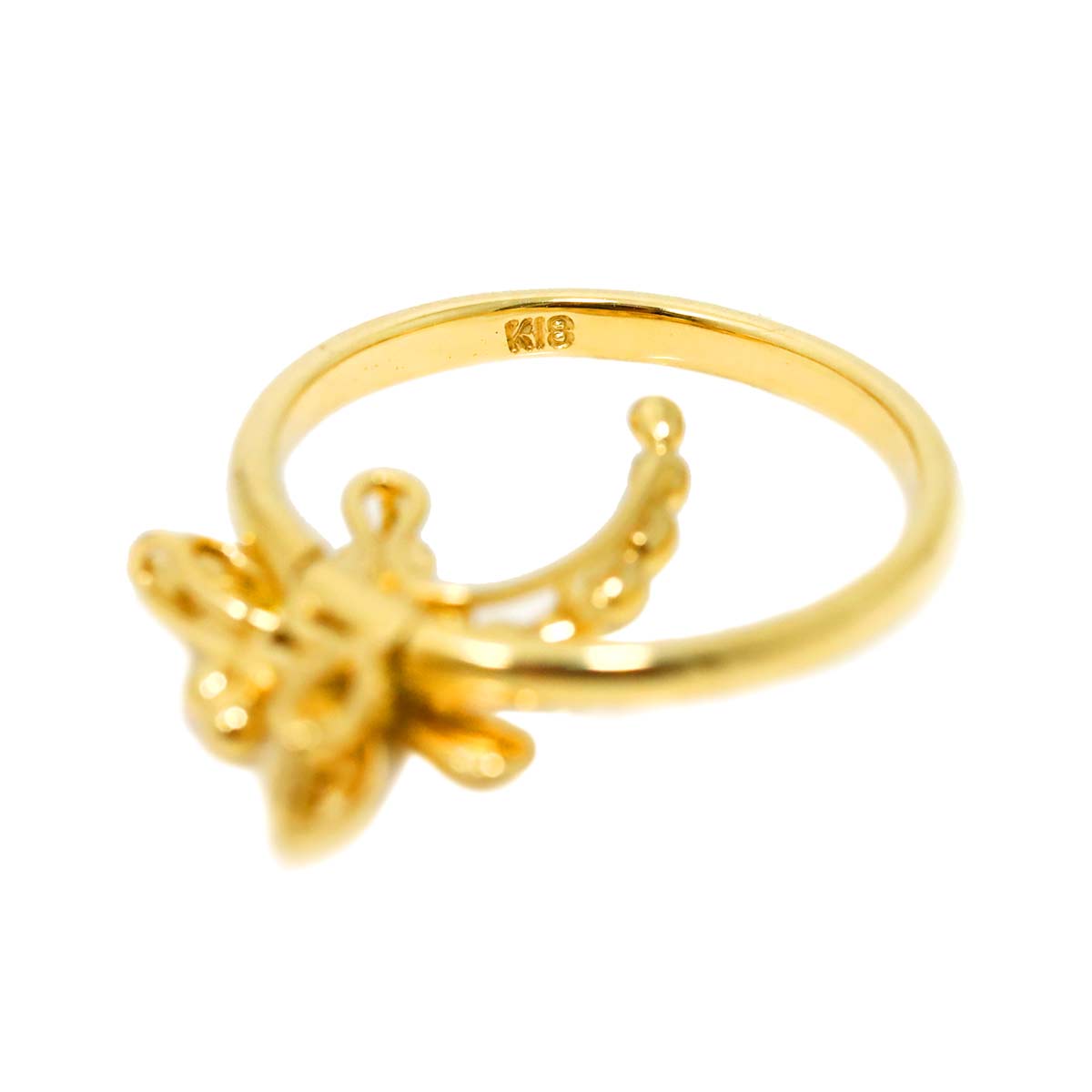 Sapphire 0.14ct Diamond 0.03ct Ring 18K YG Yellow Gold size5.25-5.5(US)