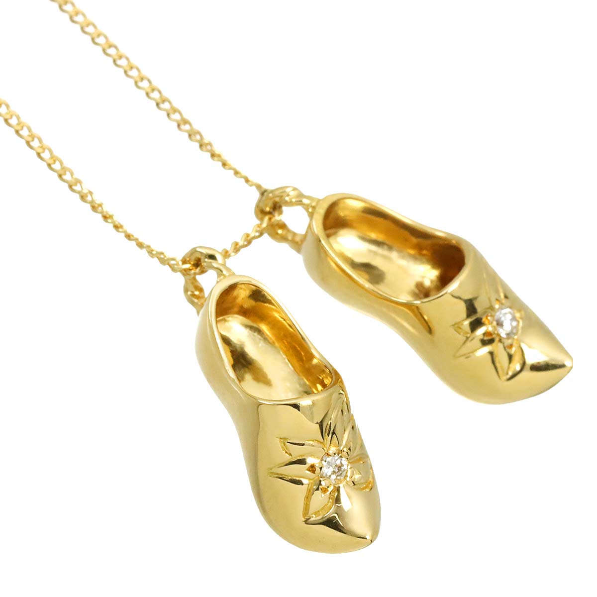 Diamond 0.02ct/0.02ct Necklace 18K YG Yellow Gold 750