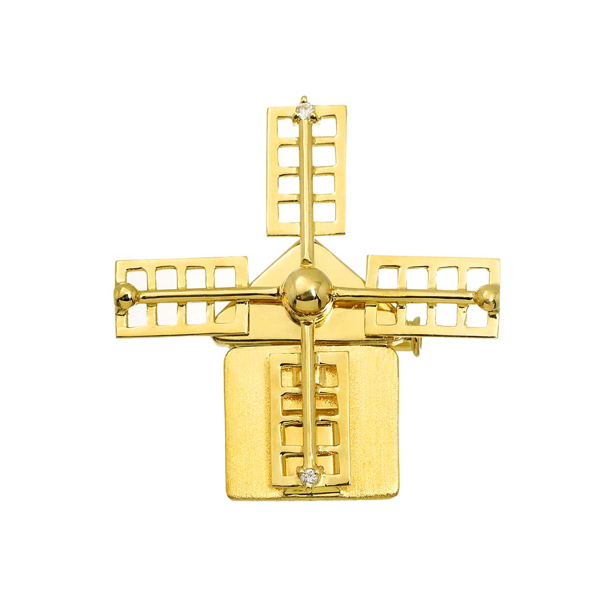 Diamond 0.04ct Brooch 18K YG Yellow Gold 750