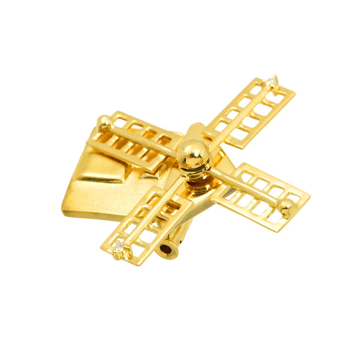 Diamond 0.04ct Brooch 18K YG Yellow Gold 750