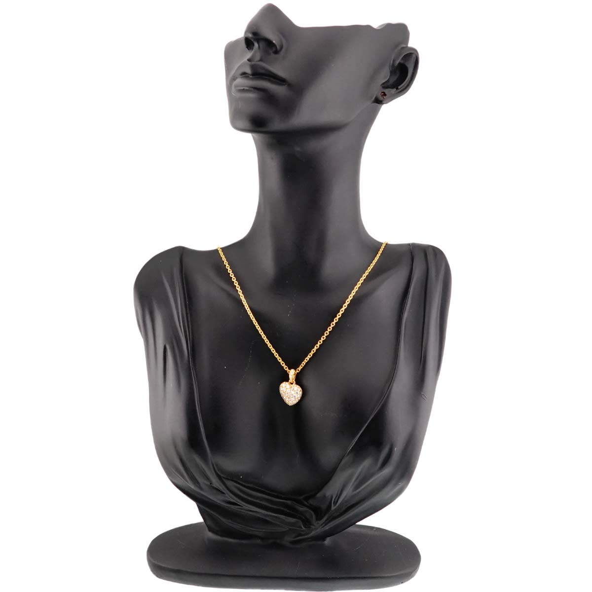 Heart Pave Diamond Necklace 18K Yellow Gold 750