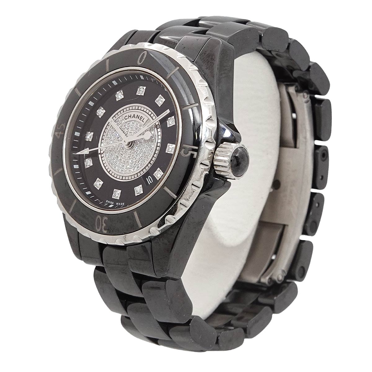 J12 33mm H2122 Quartz Diamond Date Black Dial Ladies Watch