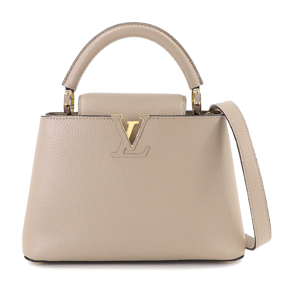 Capucines BB Hand Shoulder Bag Taurillon Leather Galet