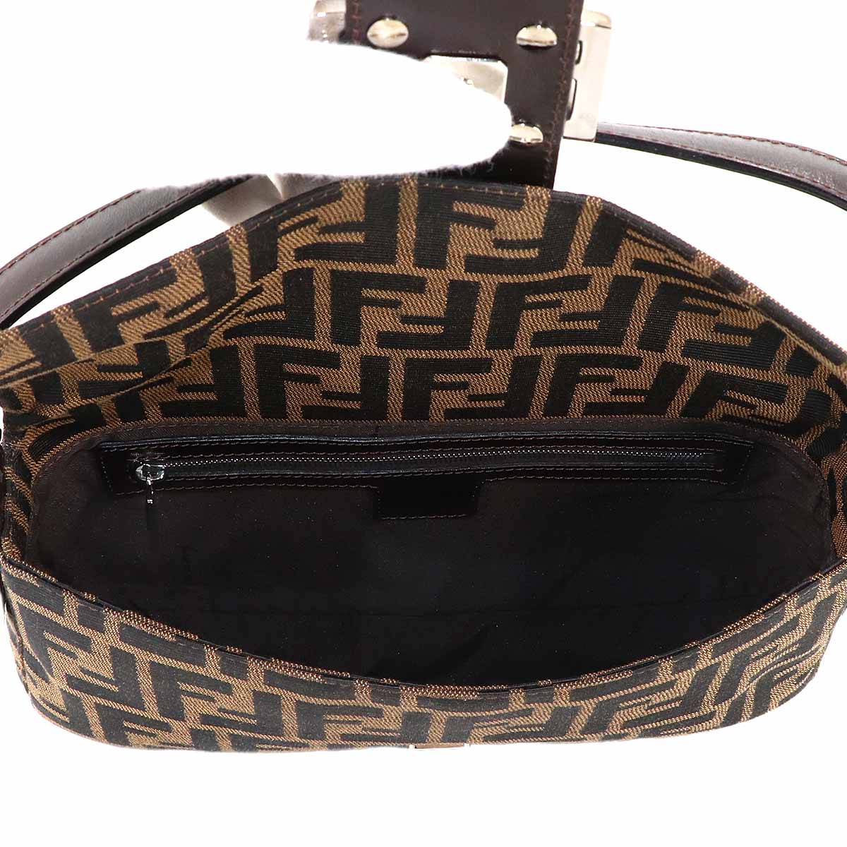 Zucca Mamma Baguette Shoulder Bag Canvas Leather Brown 26424