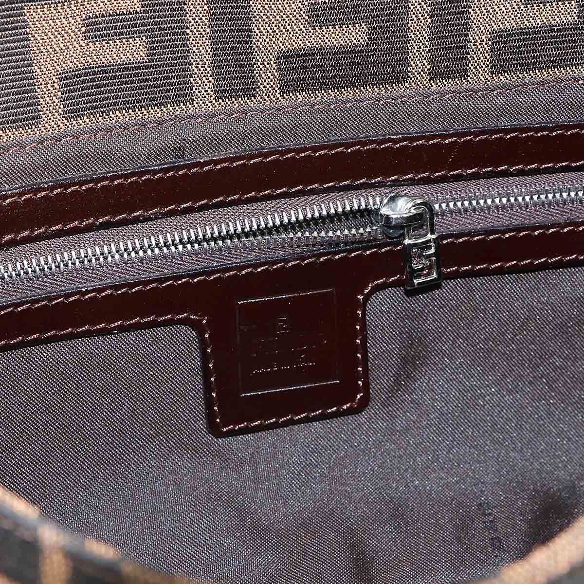 Zucca Mamma Baguette Shoulder Bag Canvas Leather Brown 26424