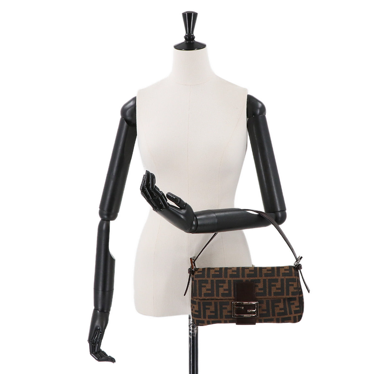 Zucca Mamma Baguette Shoulder Bag Canvas Leather Brown 26424