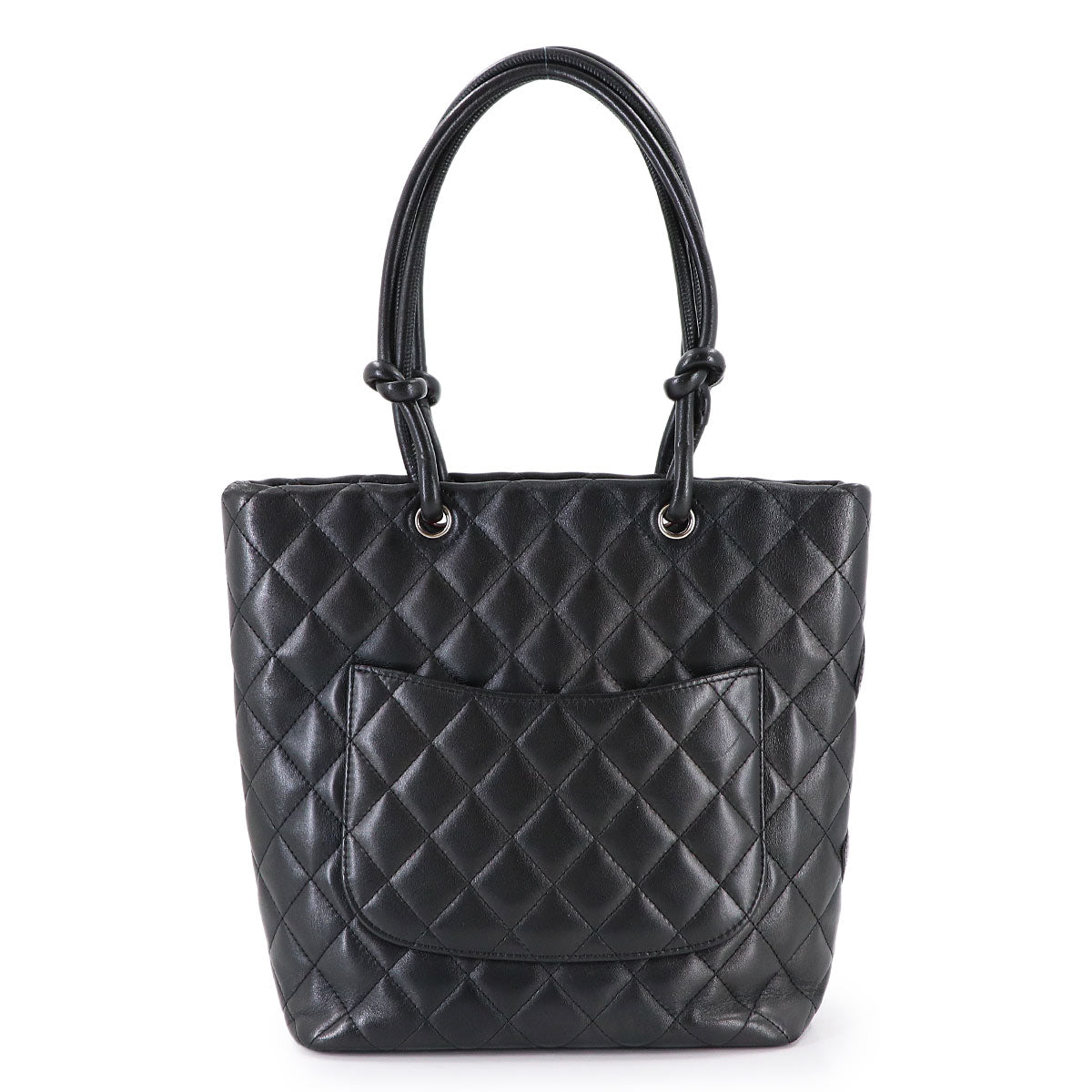 Cambon Line Medium Tote Bag Leather Enamel Black A25167 Purse