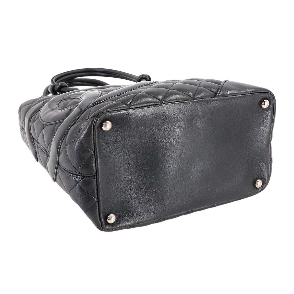 Cambon Line Medium Tote Bag Leather Enamel Black A25167 Purse