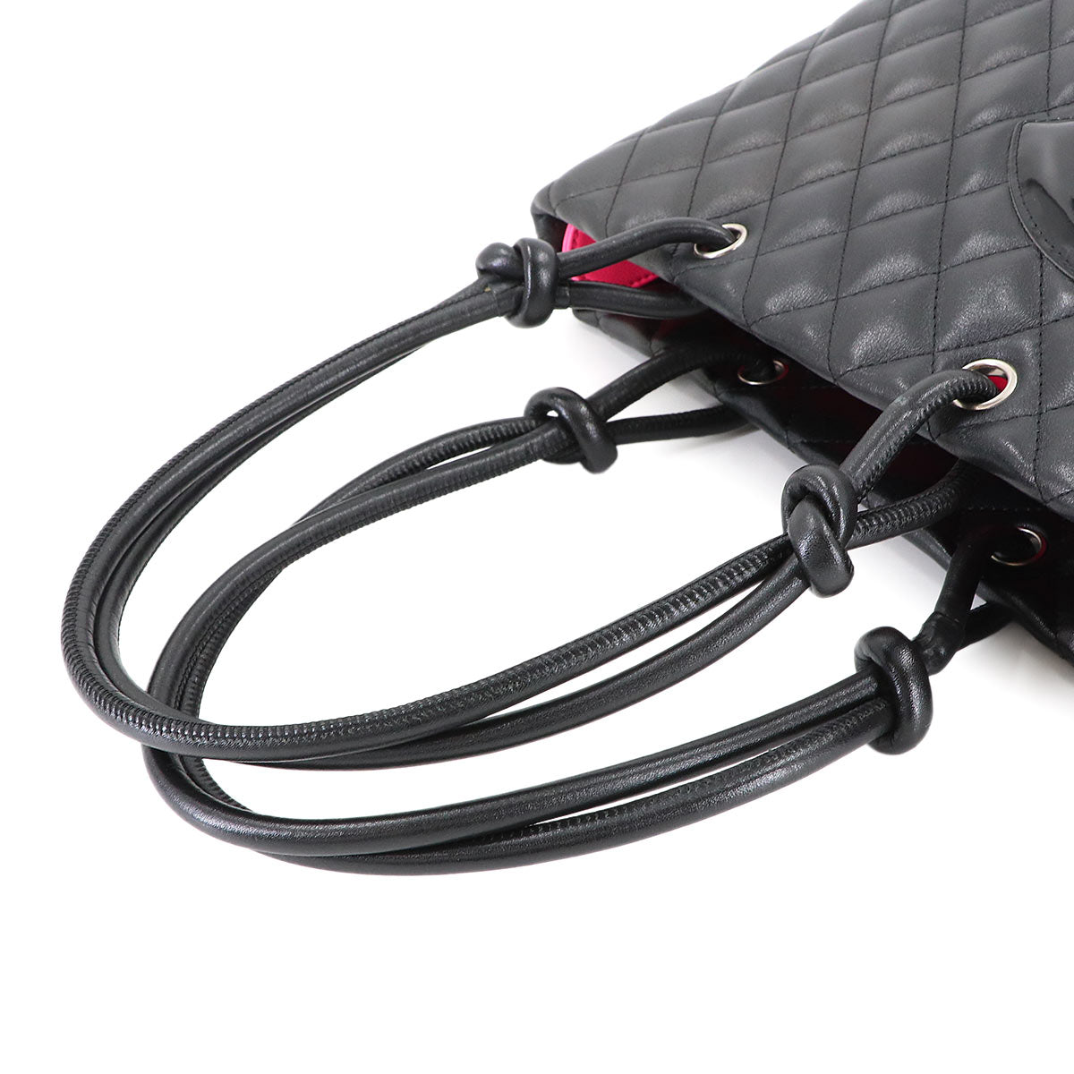 Cambon Line Medium Tote Bag Leather Enamel Black A25167 Purse