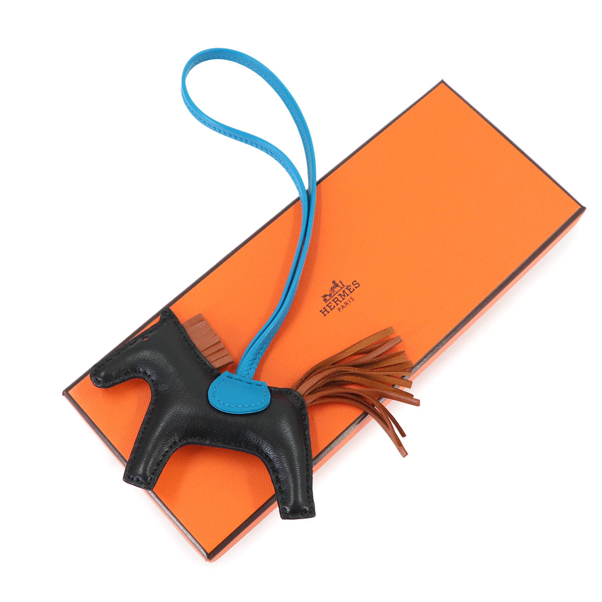 Rodeo PM Bag Charm Agneau Milo Black Gold Blue Zanzibar