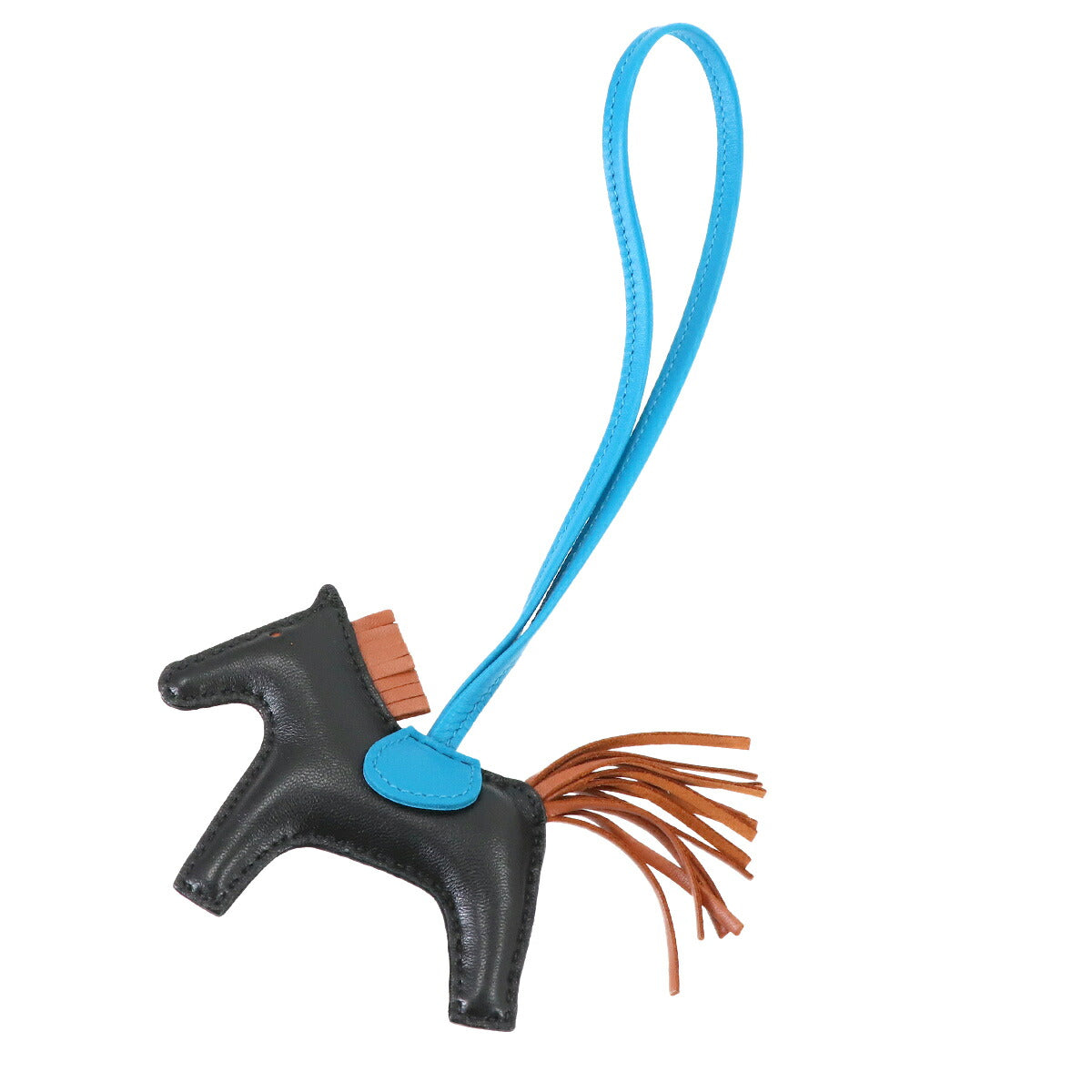 Rodeo PM Bag Charm Agneau Milo Black Gold Blue Zanzibar