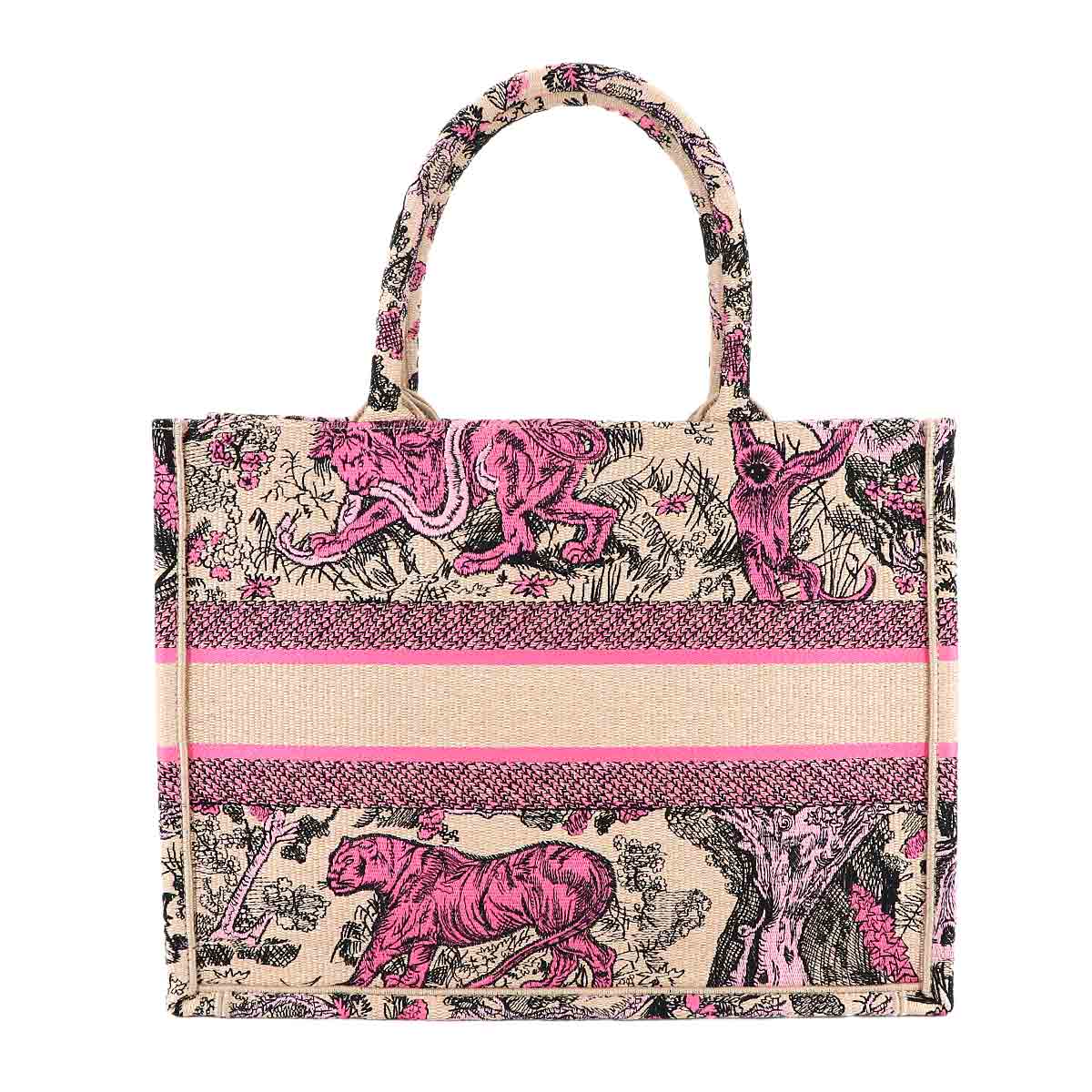 Toile de Jouy Book Tote Medium Bag Canvas Raffia