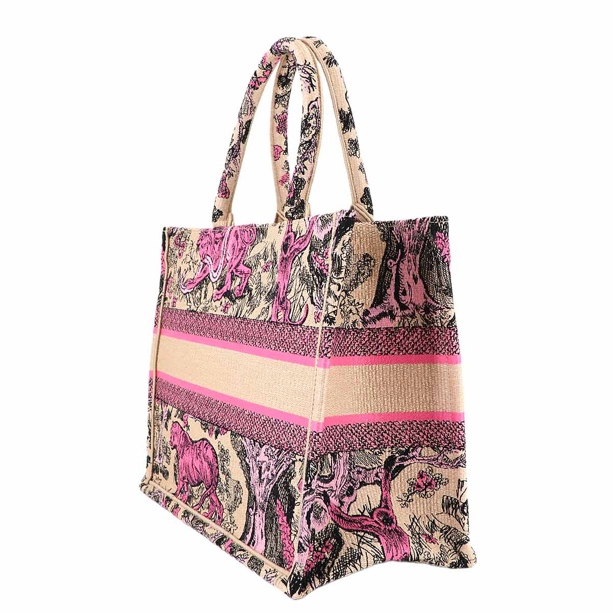 Toile de Jouy Book Tote Medium Bag Canvas Raffia