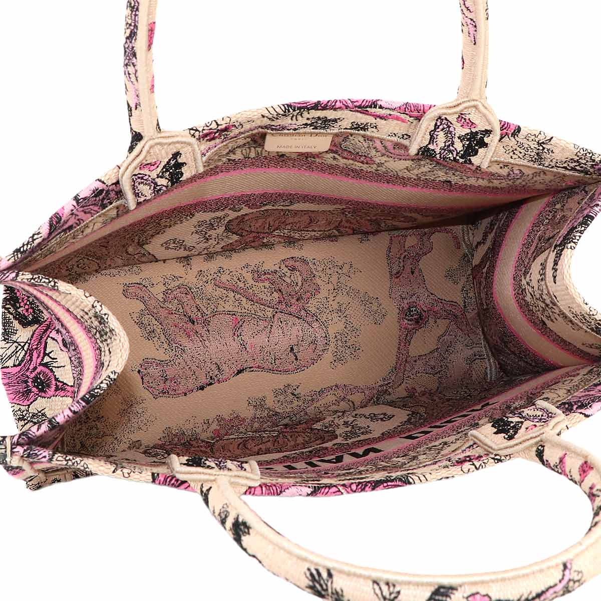 Toile de Jouy Book Tote Medium Bag Canvas Raffia