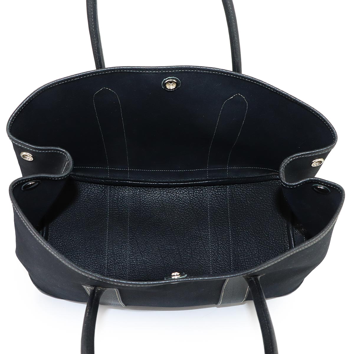 Garden Party PM Tote Bag Toile Officier Leather Black