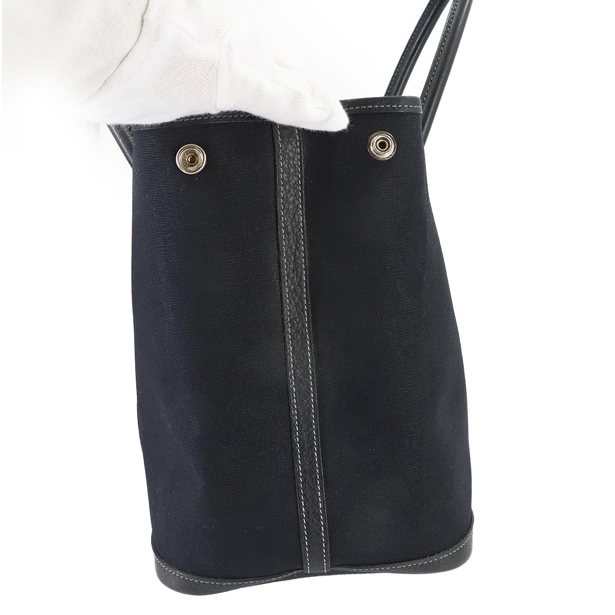 Garden Party PM Tote Bag Toile Officier Leather Black