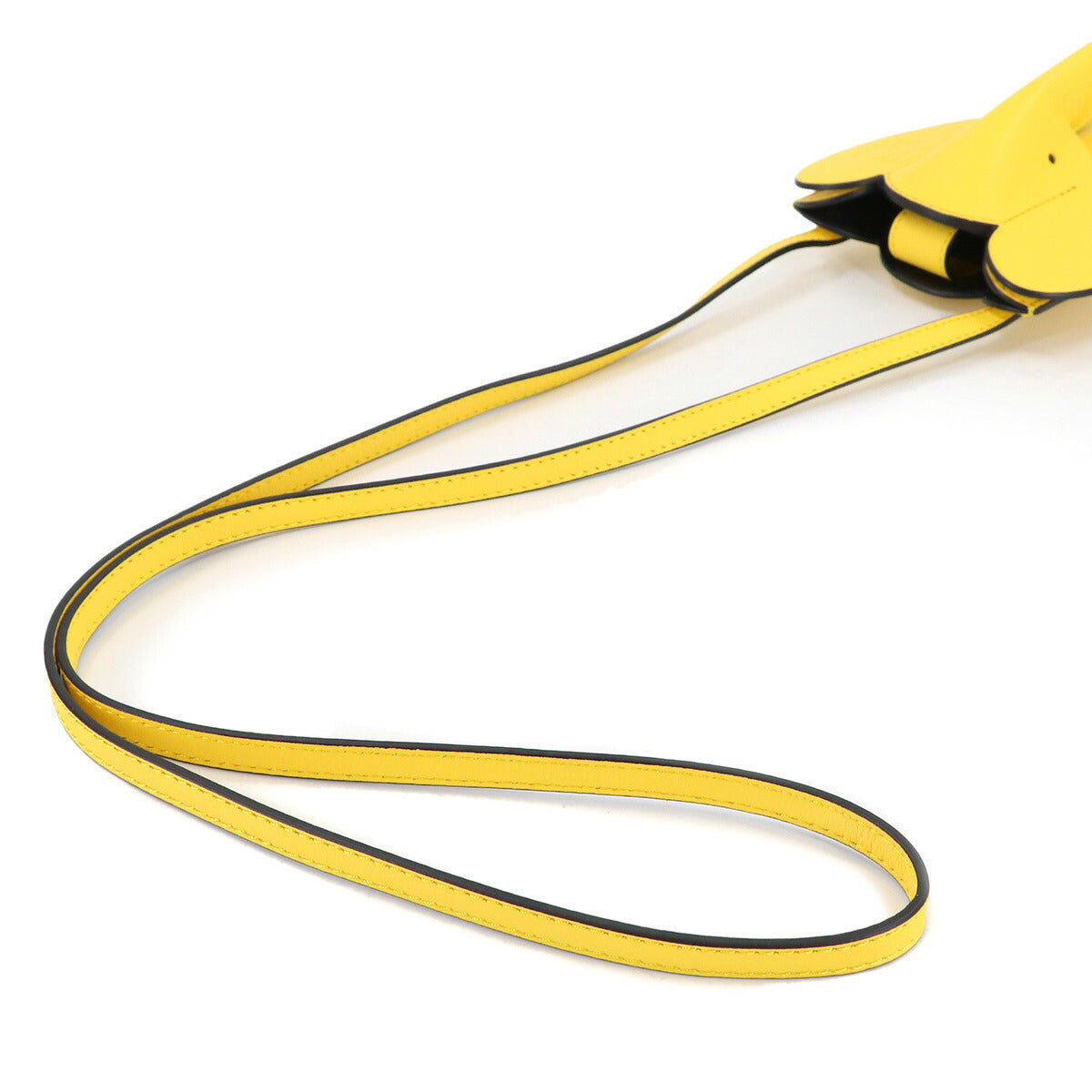 Elephant Pocket Shoulder Bag Leather Yellow Purse