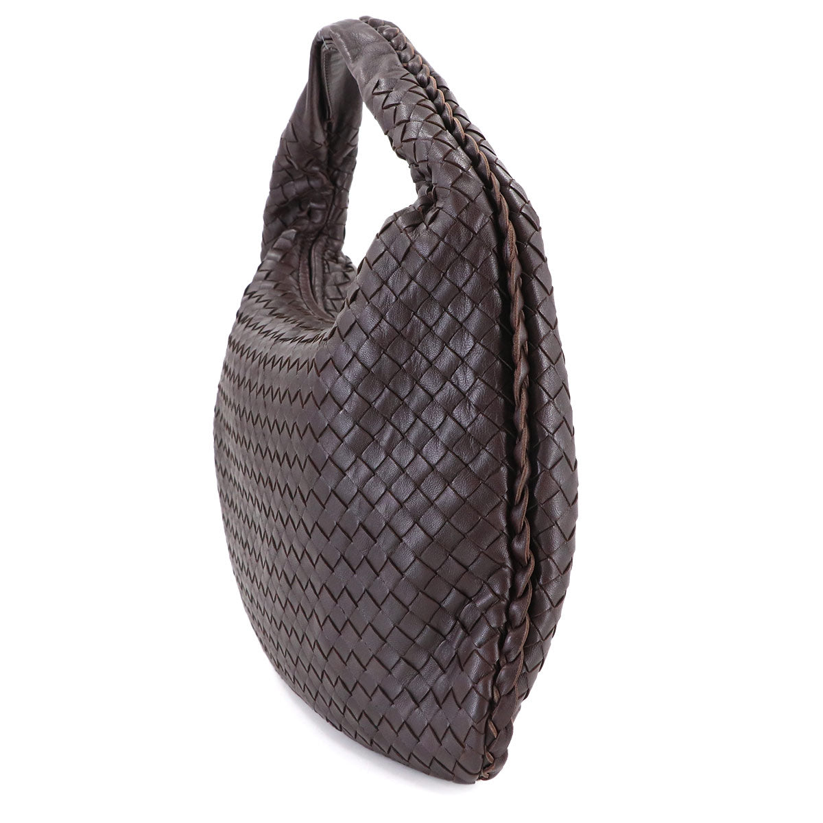 Intrecciato Hobo Shoulder Bag Leather Brown 115653