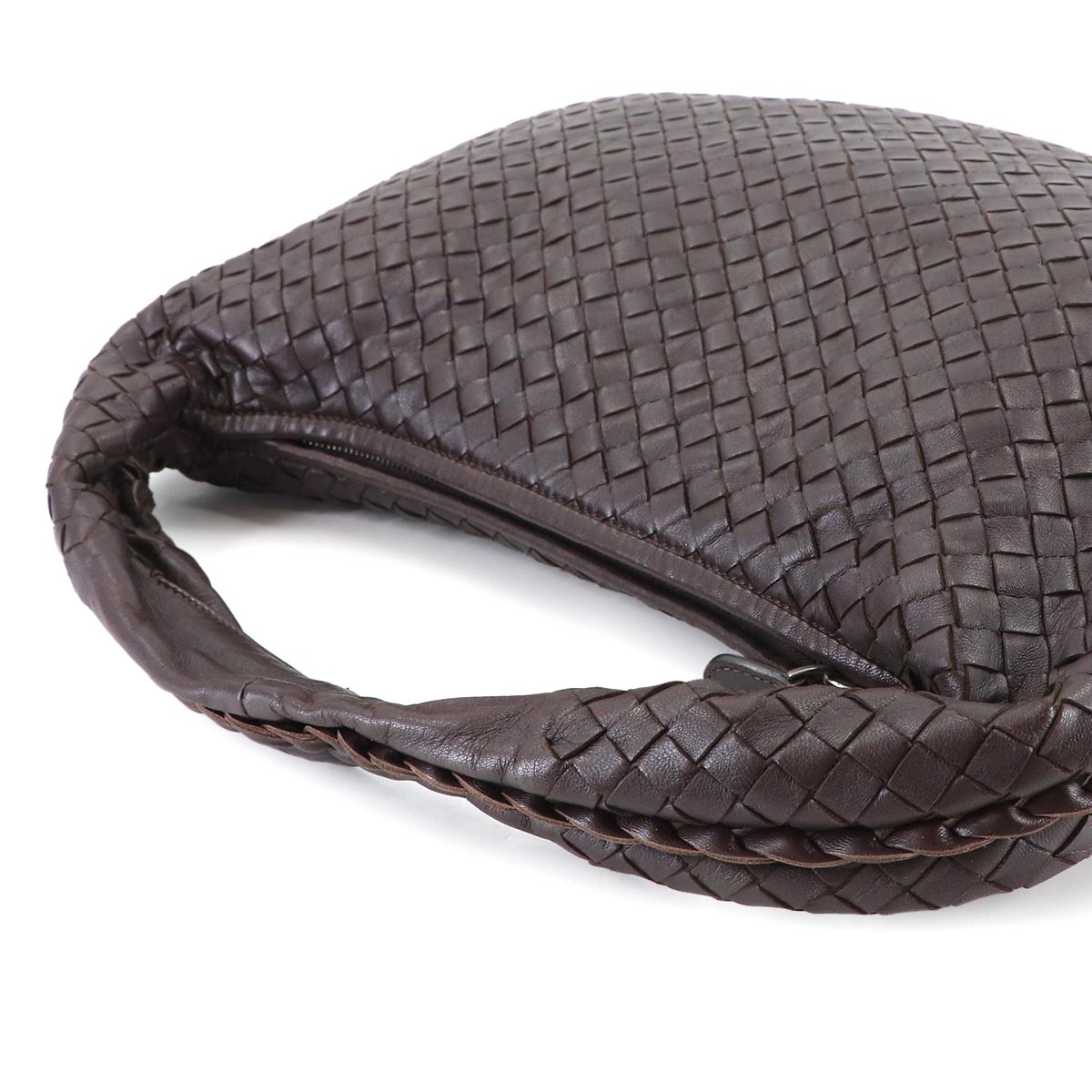Intrecciato Hobo Shoulder Bag Leather Brown 115653