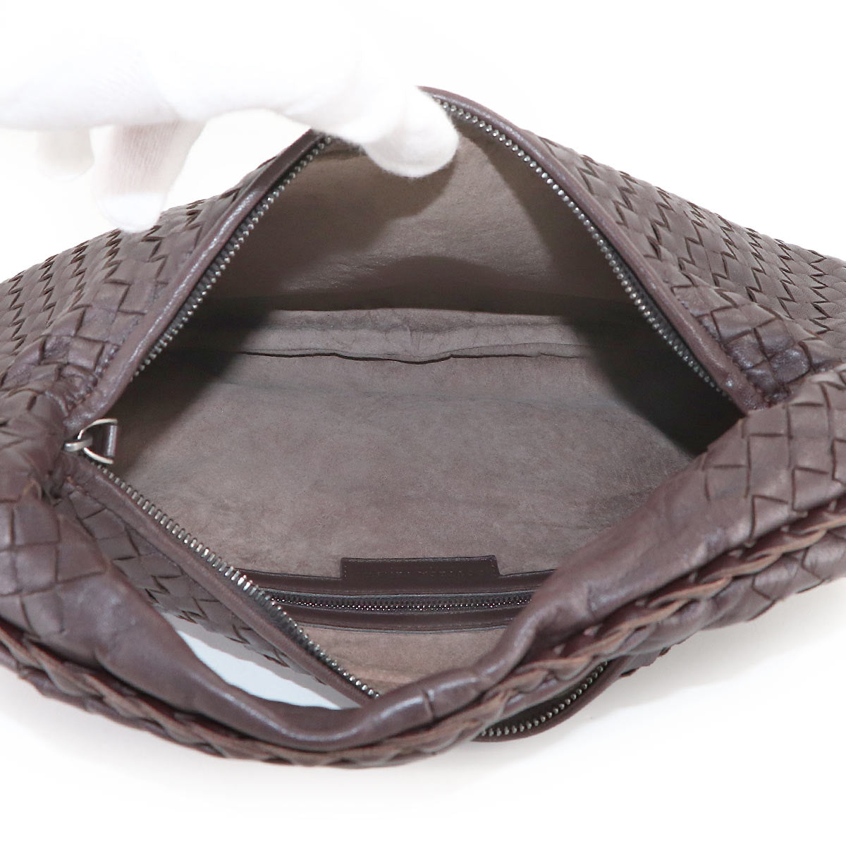 Intrecciato Hobo Shoulder Bag Leather Brown 115653