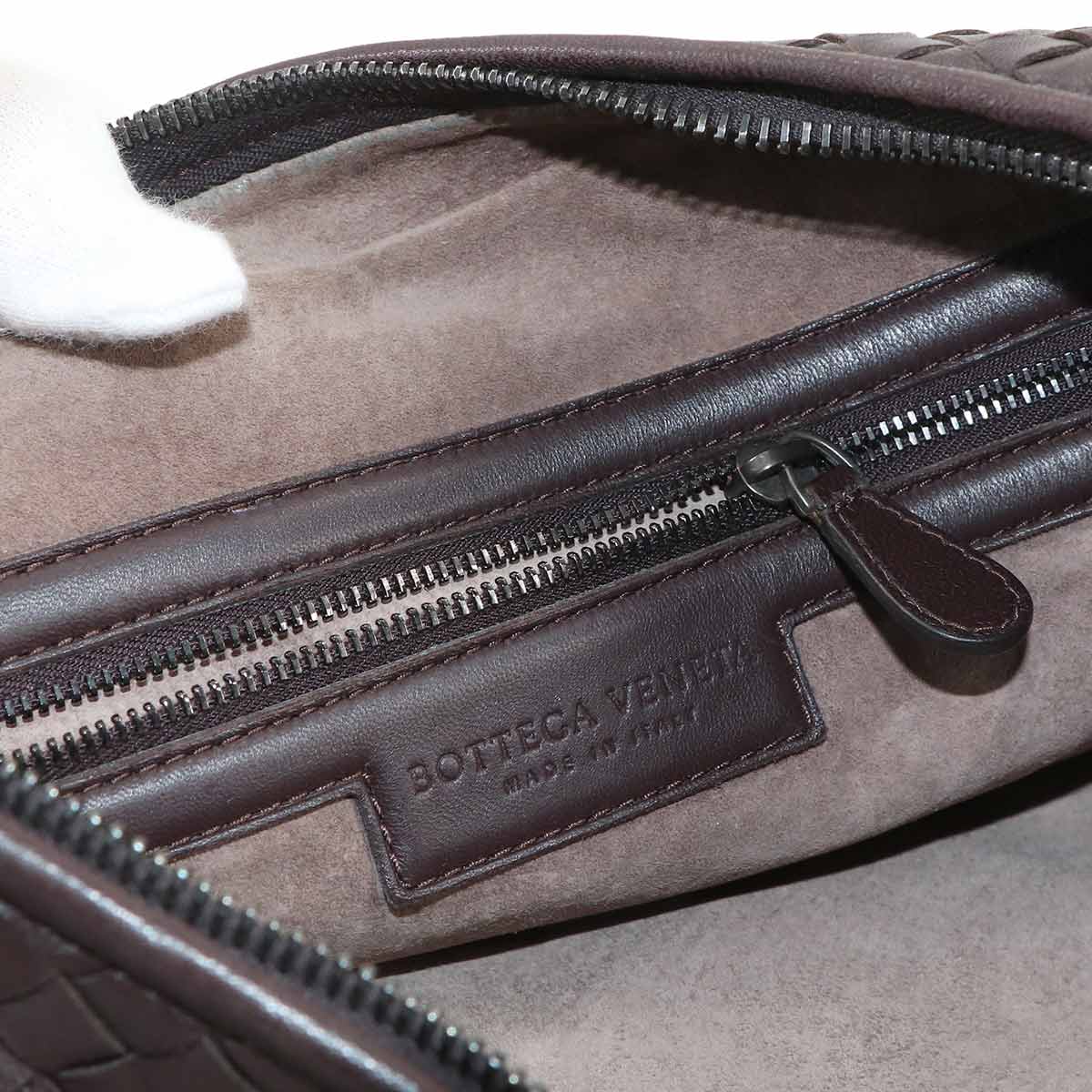 Intrecciato Hobo Shoulder Bag Leather Brown 115653