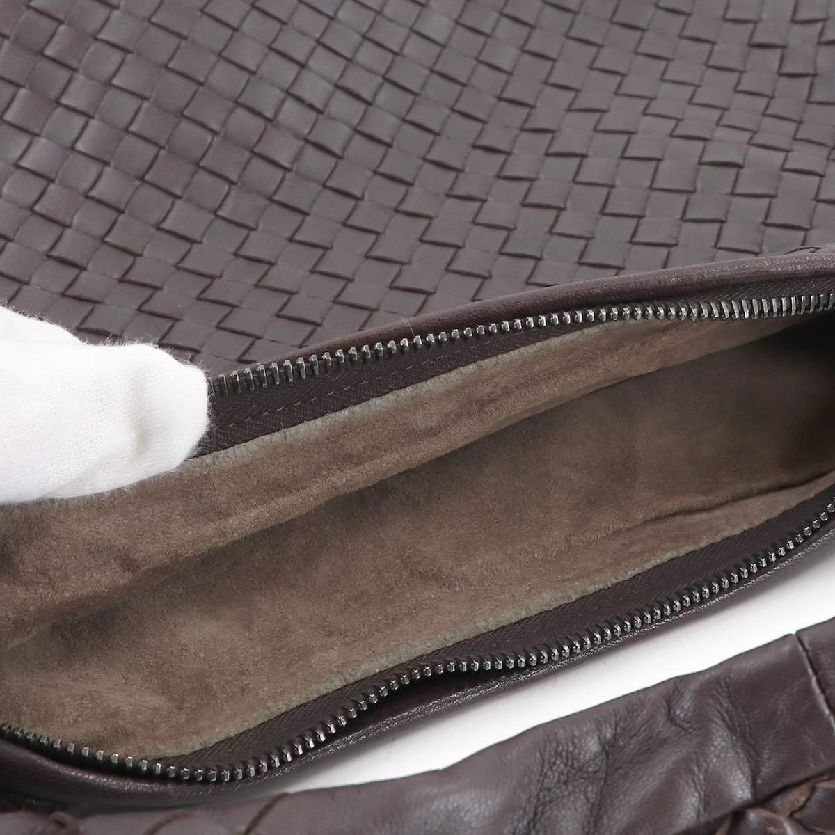 Intrecciato Hobo Shoulder Bag Leather Brown 115653