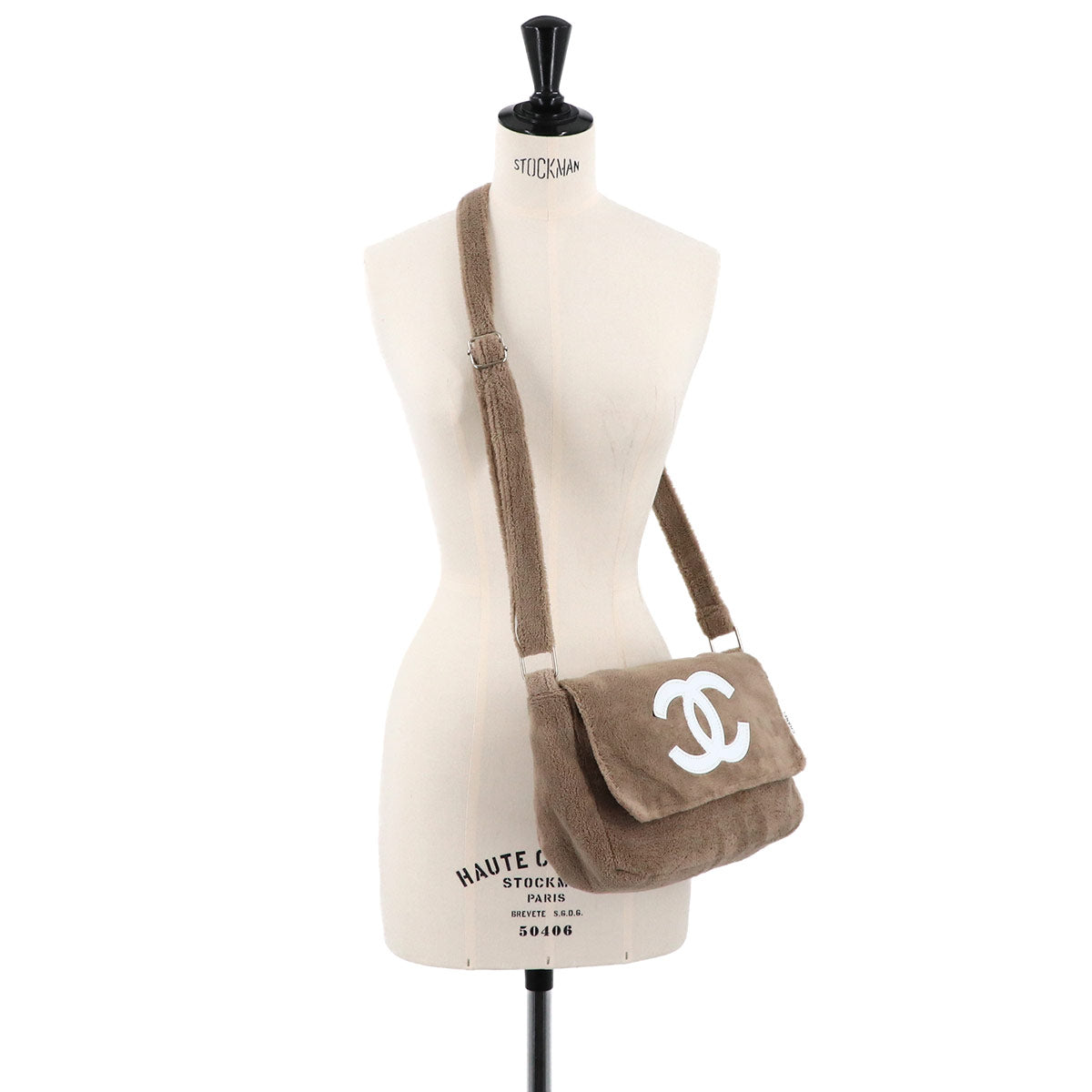 PRECISION Shoulder Bag Pile fabric Brown Coco Logos Purse