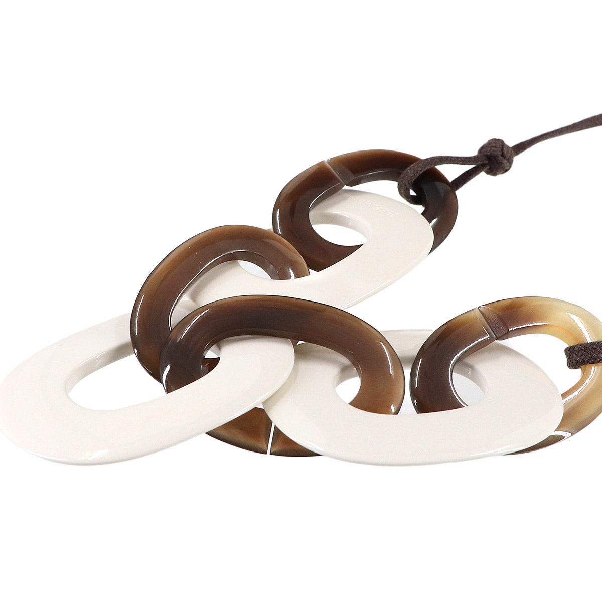 Karamba Necklace Lacquer Wood Buffalo Horn White Brown