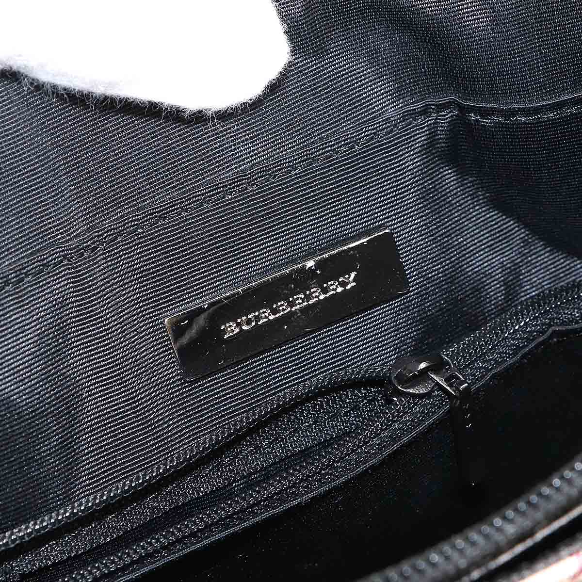 Plaid Tote Bag Canvas Leather Beige Black Purse