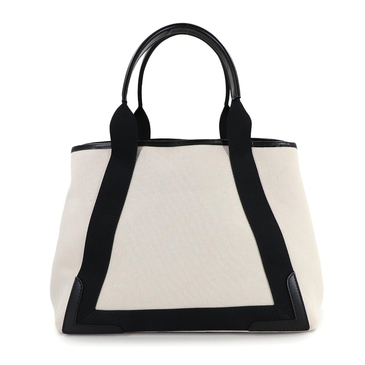 Navy Cabas M Tote Bag Canvas Leather Natural Black 581292