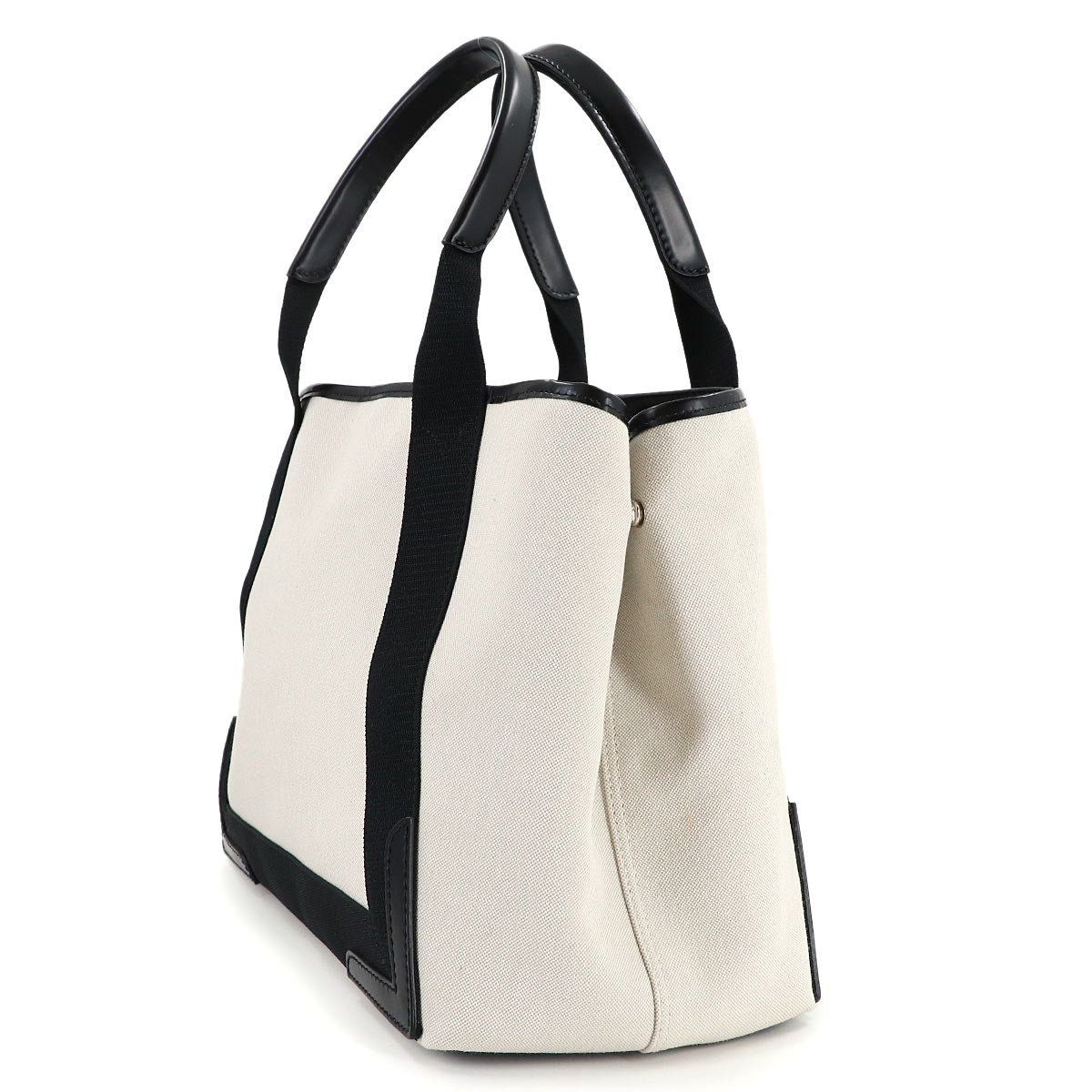 Navy Cabas M Tote Bag Canvas Leather Natural Black 581292