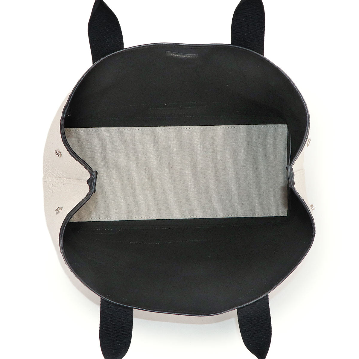 Navy Cabas M Tote Bag Canvas Leather Natural Black 581292