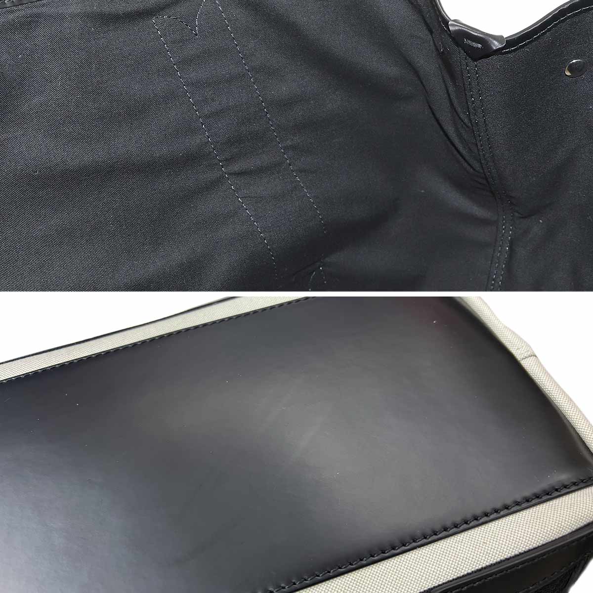 Navy Cabas M Tote Bag Canvas Leather Natural Black 581292