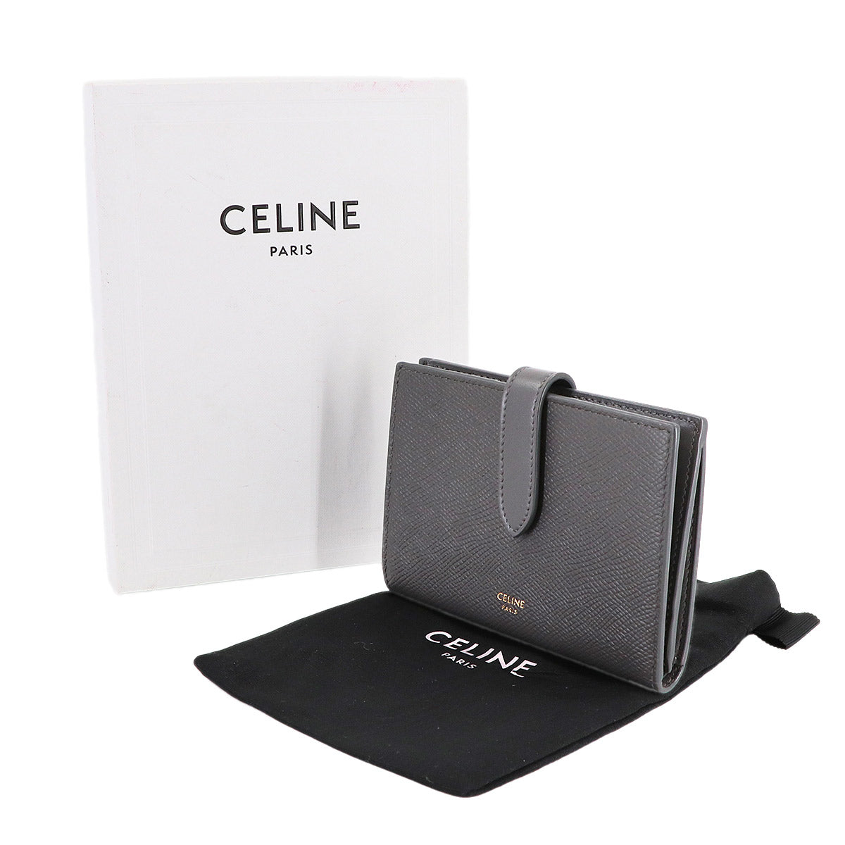 Midium Strap Wallet Leather Gray 10B643BFP Purse