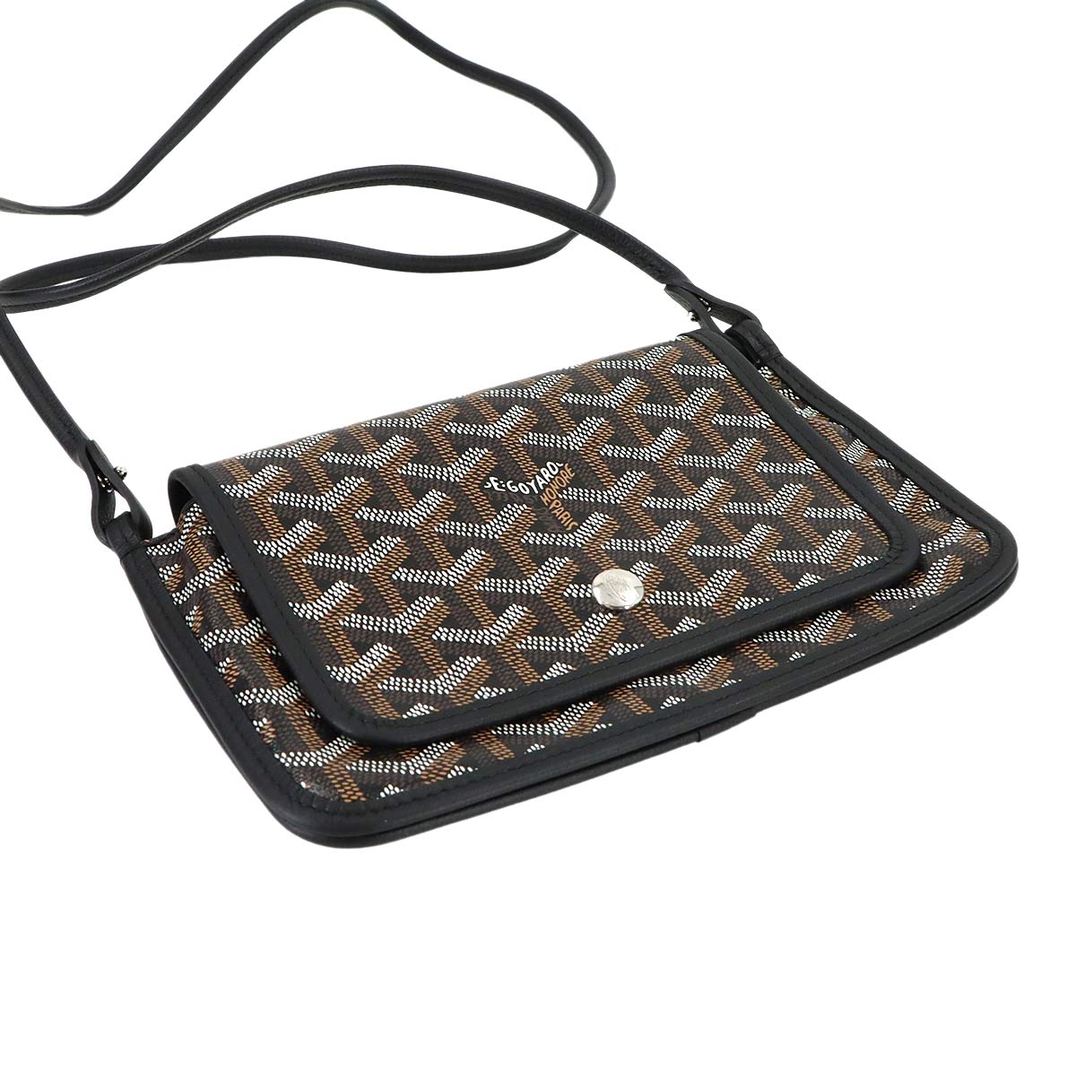 Plumet Pocket Wallet Shoulder Bag PVC Leather Black Purse