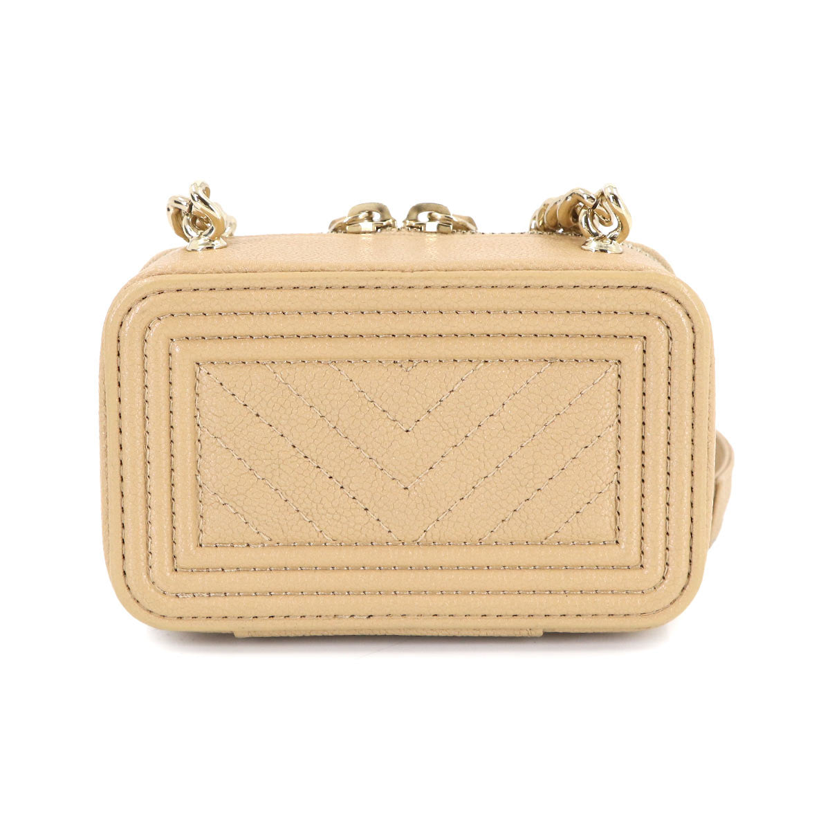 BOY CHANEL Chain Wallet Leather Beige AP2708 Purse