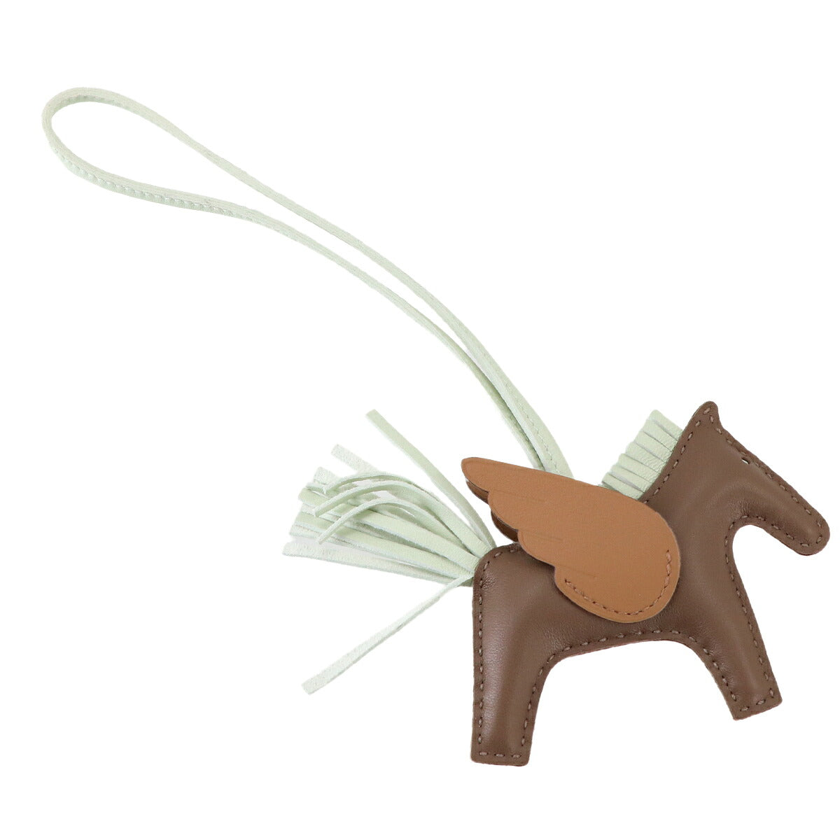 Rodeo Pegasus PM Bag Charm Agneau Milo Etoupe Vert Fizz Biscuit