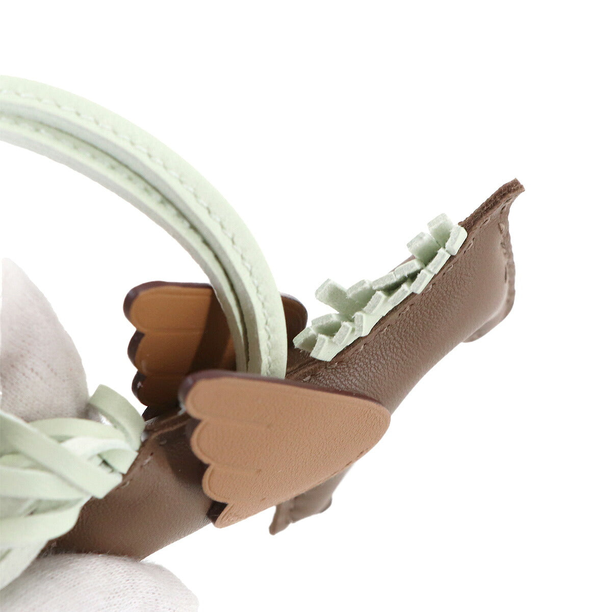 Rodeo Pegasus PM Bag Charm Agneau Milo Etoupe Vert Fizz Biscuit