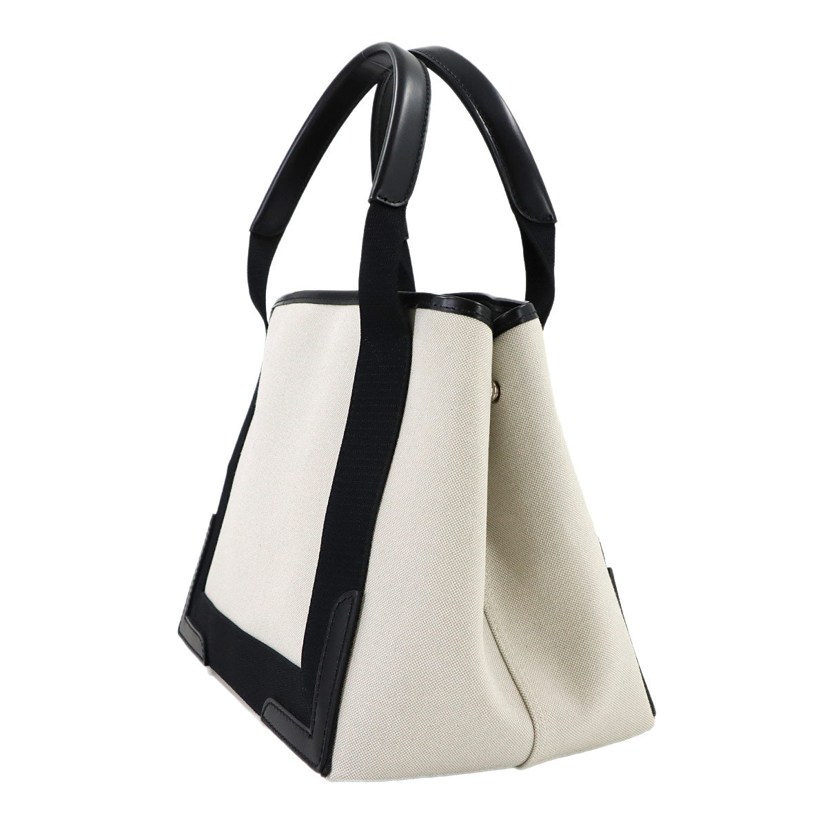 Navy Cabas Small Tote Bag Canvas Leather White Black 339933