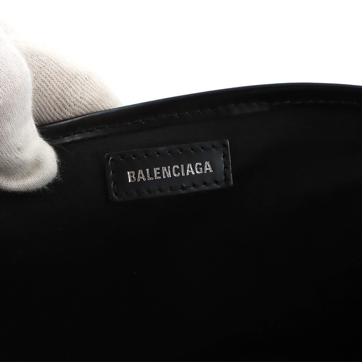 Navy Cabas Small Tote Bag Canvas Leather White Black 339933