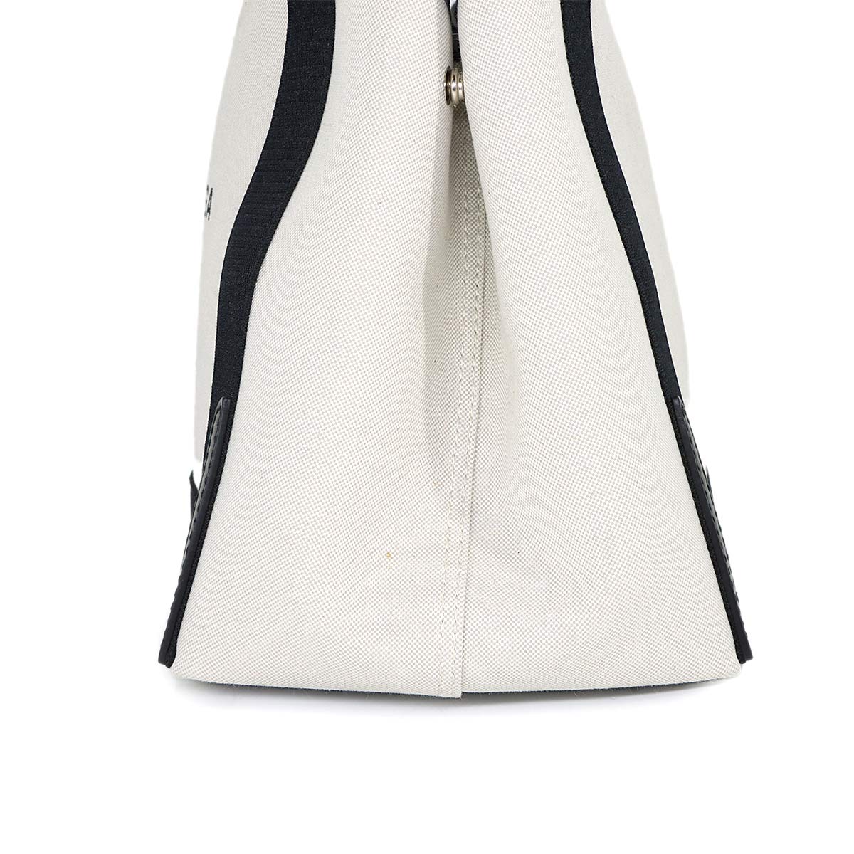 Navy Cabas Small Tote Bag Canvas Leather White Black 339933