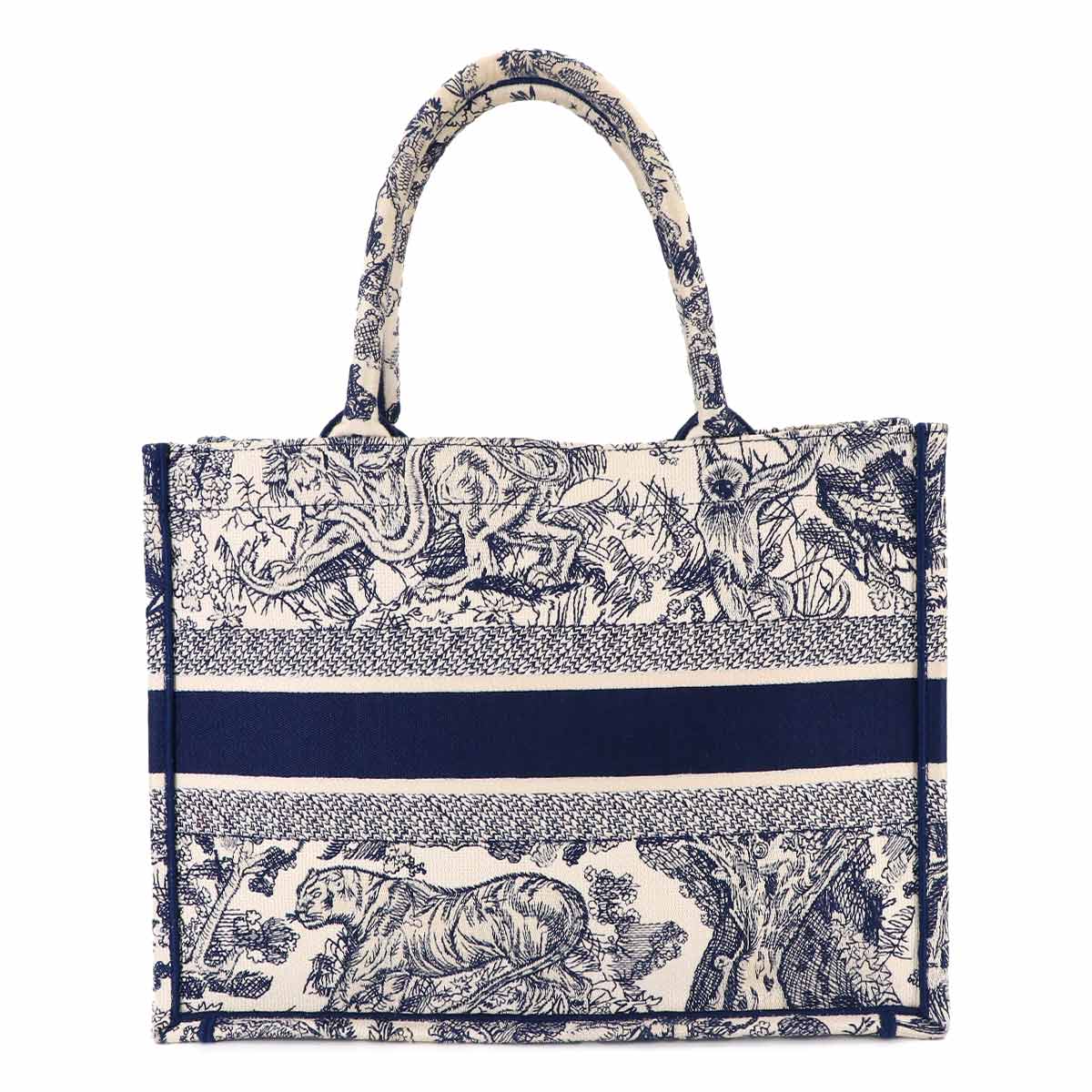 Toile De Jouy Book Tote Medium Bag Canvas White Navy