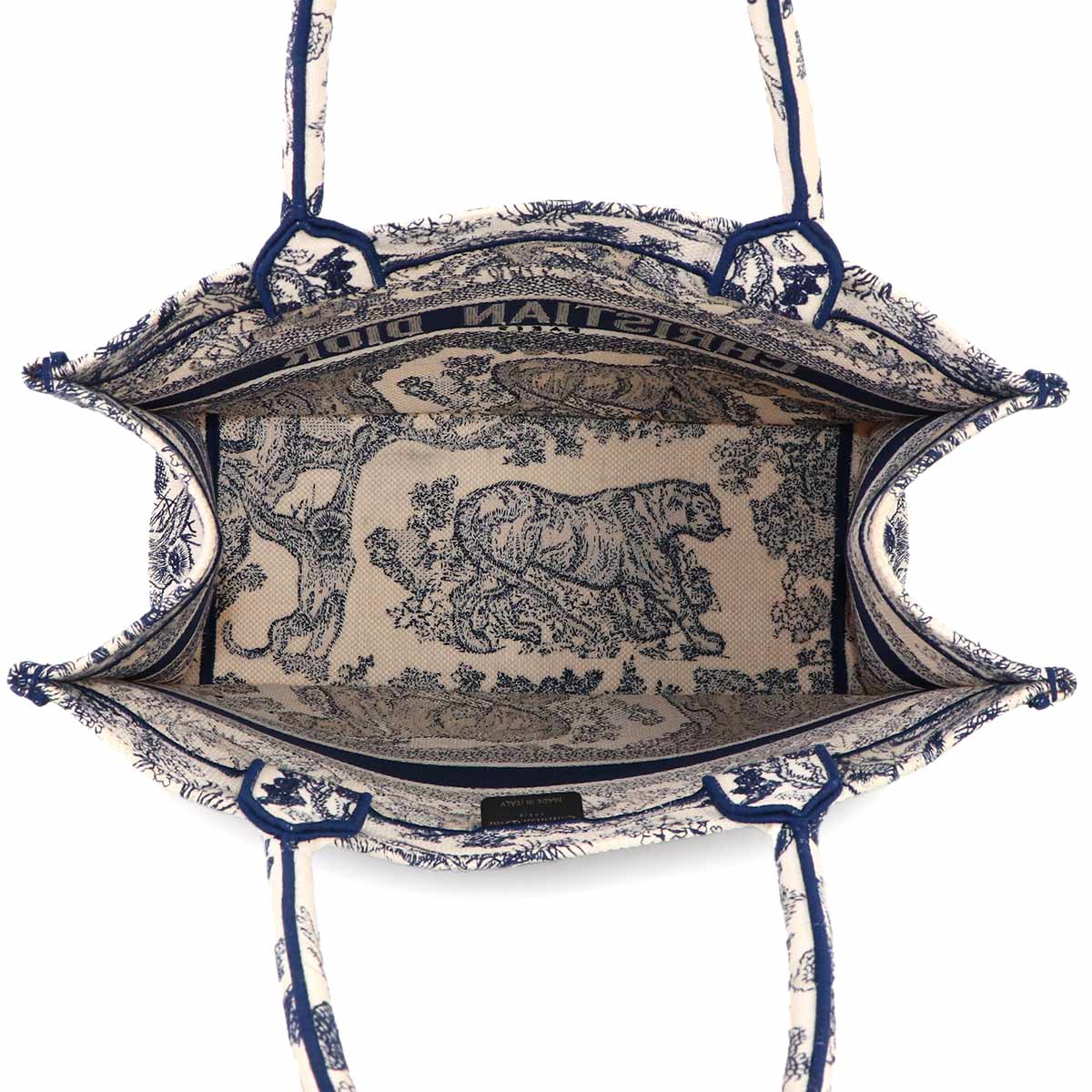 Toile De Jouy Book Tote Medium Bag Canvas White Navy