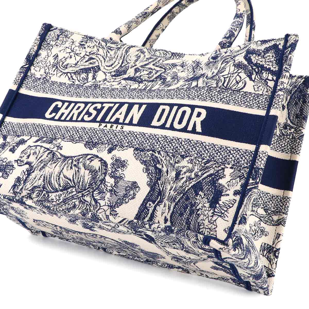 Toile De Jouy Book Tote Medium Bag Canvas White Navy